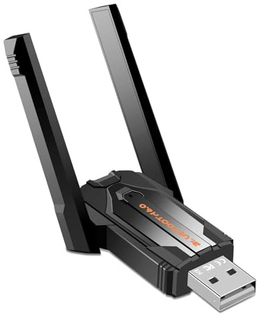 Bluetooth 6.0 Adapter USB Dongle für PC, USB Bluetooth Stick für Maus, unterstützt bis zu 5 Geräte gleichzeitig, große Reichweite, niedrige Latenz, kompatibel mit Windows 11/10/8.1, Doppelte Antenne