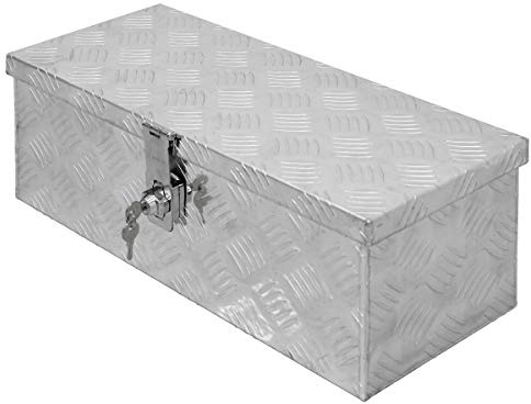 ECD Germany Truckbox aus Aluminium mit Deckel, 57x22x19 cm, abschließbar, Robustes Riffelblech, Wasserdicht, Werkzeugkasten Werkzeugkiste Werkzeugbox Alubox Transportbox Transportkiste Deichselbox