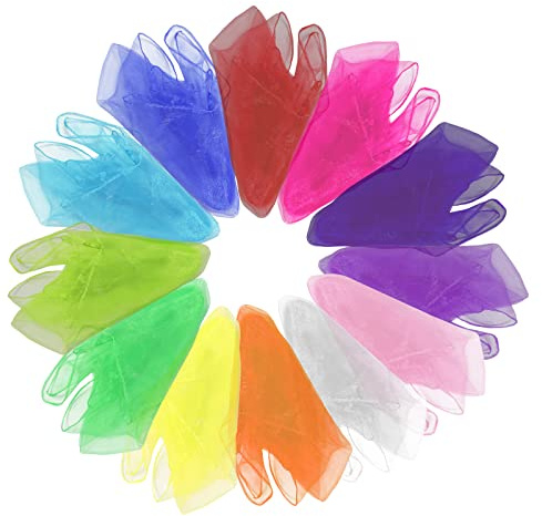 Grantop Square Jongliertücher, Tanz Tücher Bunte Chiffontücher Bunte Tücher, 60x60cm Square Bunten Tanz Chiffontücher für Babys Kinder und Erwachsene (12 Farbe)