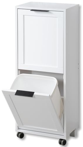 Kesper | Univeralschrank mit Mülltrennsystem, Material: Faserplatte, Maße: 36 x 24 x 94 cm, Farbe: Weiß | 25530 13
