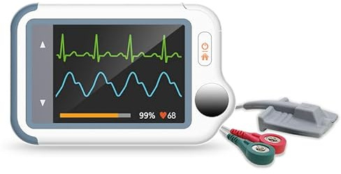 Wellue Checkme Lite Plus Herzmonitor, EKG Gerät mit Pulsoximeter, 20s EKG- und SpO2-Überwachung schnell und simultan, Tragbarer Bluetooth Säuglings-Pulsoximeter für Zuhause, App für iOS & Android