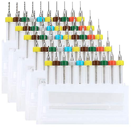 WayinTop 50 Stücke PCB Bohrer Bit Set 0.3mm-1.2mm Wolframstahl Micro Spiralbohrer für Leiterplatte 3D Drucker Präzisionsbohrer Jewelry Bohrwerkzeuge (5 x 10 Größe)