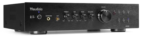 Audizio AD220B - Hifi-Verstärker, 2 x 200 Watt 2.1 Audio-Verstärker mit Bluetooth-Funktion, Schwarz