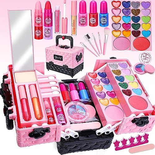 Lubibi Kinderschminke Set Mädchen Mit Koffer,Waschbares Make up Spielzeug | Sicheres Make‑up Spielzeug für Kinder,Geschenk für Geburtstage,Weihnachten und Partys, geeignet für Mädchen 3–10 Jahren