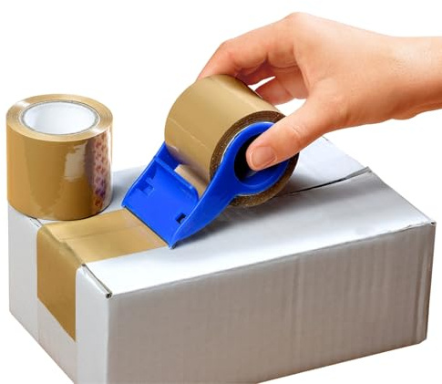 3 PAGEN® Handabroller für Paketband 3-teilig – Praktischer Paketband-Abroller inkl. 2 Rollen – Paketbandroller – unkompliziertes Kleben – schnell & zuverlässig – Mit 2 Rollen Packband à 25 m x 5 cm