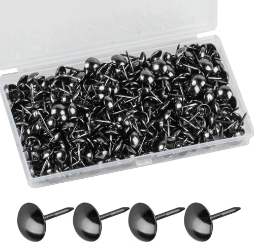 320 Stück Polsternägel, Polster Reißzwecken, Möbel Nägel Vintage für Sessel, Möbel, Bett, Dekornagel - 11x17 mm (Schwarz)