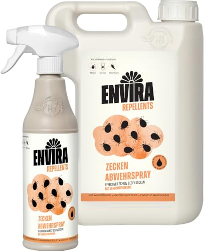 Envira Zeckenspray 500 ml + 2 Liter - hochwirksam zum Fernhalten | Zecken Spray & Zeckenmittel mit Langzeitwirkung für die Wohnung - effektiver Zeckenschutz gegen Zecken