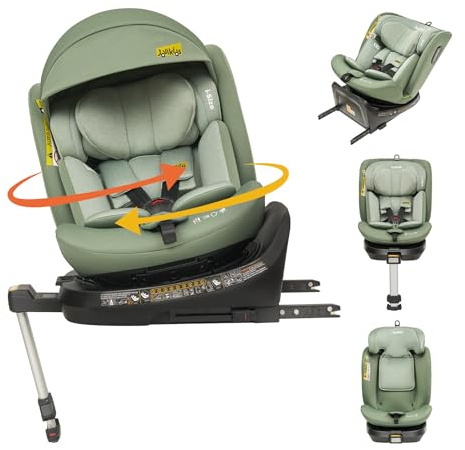 Jovikids 360° Drehbar Kindersitz mit ISOFIX, i-Size 40-150cm(ab Geburt -12 Jahre) Baby Autositz Reboarder mit Liegefunktion & Abnehmbar Vordach, ECE R129
