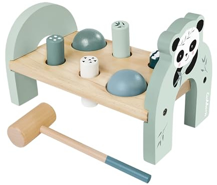 Eichhorn - Klopfbank mit 4 Klopfstiften und 2 Kugeln, inkl. Hammer, 8 teilig, 23x12,5x14,5 cm groß, aus Birkenholz, ab 1 Jahr