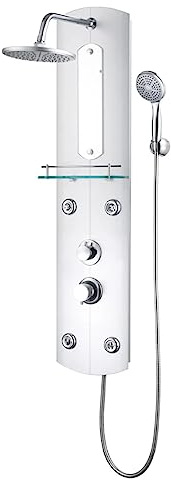 vidaXL Duschpaneel Duschsystem Duschset Regendusche Duscharmatur Duschsäule Dusche Badezimmer Massagedüsen Handbrause 25x43x110cm Silbern