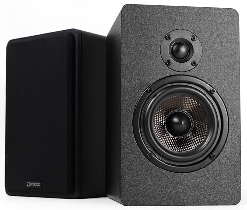 Micca MB42X G2 Passive Bücherregal-Lautsprecher für Heimkino, Surround-Sound, Stereo und passiven Nahfeld-Monitor, 2-Wege (Schwarz, Paar)