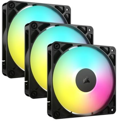 CORSAIR RS120 ARGB 120mm PWM-Lüfter – Daisy-Chain-Verbindung – Geräuscharm – Magnetisches Dome-Lager – Dreierpack – Schwarz