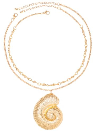 COSMEVIVI Muschelkette Aus Metall Gold 40 Cm | Mit Muschel-Anhänger, dekorativ, als Geschenk für Damen, ideal für Urlaub, Partys, Strand, Hochzeit, Sommerfest
