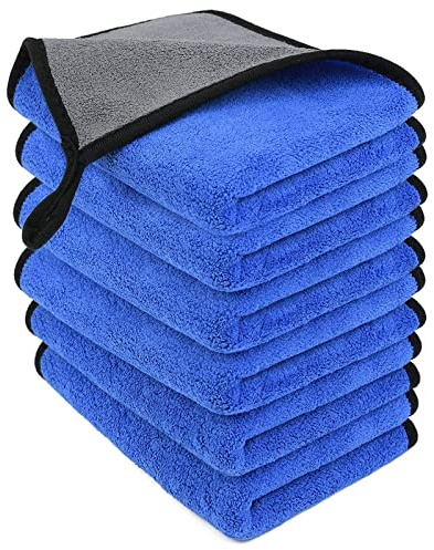 URAQT Microfasertücher Auto, 6 PCS 500GSM Mikrofasertüch Multifunktionales Motorrad Fusselfreie Handtuch,Reinigungstuch Microfasertuch für Auto Haushalt Küche Fenster - 30x40CM
