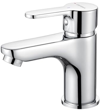 GRIFEMA Wasserhahn Bad Einhebelmischer, Waschtischarmatur Chrome Keramikkartusche, Perlator, Tropffrei und Wassersparend, Werkzeuglose Montage, Modell G11003