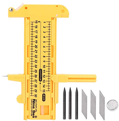Nikou Kreisschneider Papier 1-30 cm PVC Kunststoff Kompass-cSchneider | Schneidmesser Verstellbarer Kreiszeichner Zirkel Kreisschneider Schneidwerkzeug (Gelb)