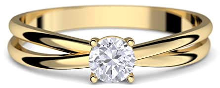 AMOONIC Verlobungsring Gold 333 Mit Zirkonia Stein - Gelbgold Wie Diamantring Solitär - GRATIS LUXUSETUI - FF386GG333ZIFA50