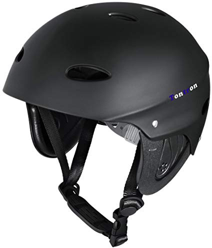 Tontron Classic Wakeboard Kajak Kite Surf Wassersporthelm (Schwarz, Large)