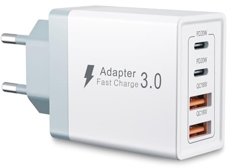 USB C Ladegerät, 45W 4 Ports Mehrfach Ladegerät mit USB A und USB C Charger Adapter,Schnellladegerät PD 3.0 USB Netzteil für iPhone 17 16 15 14 13 12 11 Pro Max,X 8 7 iPad, Samsung USBC Ladestecker