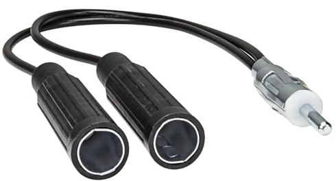 tomzz Audio 1500-026 Antennenverteiler Y-Adapter Antenne Splitter Adapter Kabel Stecker DIN ISO Auto Radio Stecker auf 2 x Buchse
