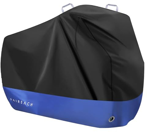 Faireach Abdeckplane Fahrrad Wasserdicht, Fahrradabdeckung 210D Premium-Stoff, Fahrradgarage Schutz vor Staub Regen Schnee UV, Schutzhülle mit Schlosslöcher & Beutel für alle Fahrradtypen