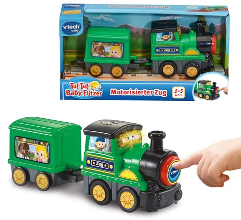 VTech TUT TUT Baby Flitzer - Motorisierter Zug – Spielzeugzug mit Musik, leuchtender Gesichtstaste und spannenden Geräuschen – Für Kinder von 1-5 Jahren