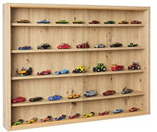 Inter Link - Sammlervitrine - Hängevitrine - Wandregal - Glasvitrine - Wandvitrine - Hängeregal - Schaukasten - MDF - Eiche Artisan Nachbildung (80x60x9.5 cm) Artisario
