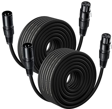 NUOSIYA 2 Pack XLR Cable 66ft Balanced Microphone Male to Female Extension Cord for Studio Recorder, Mic, Mixer, Speaker System, Phantom Power