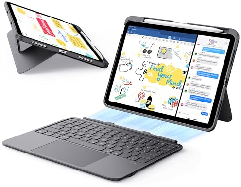 ESR iPad Air 11 (M4/M3/M2) & 5./4. Gen Flex Hülle mit Tastatur, ultraleichte magnetische abnehmbare Keyboard mit Schreib- und Ansichtsmodi, großes Präzisions-Trackpad, Dunkelgrau