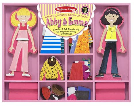 Melissa & Doug - Magnetische Anziehpuppen aus Holz - mit mehr als 60 Teilen für kreativen Ankleidespaß, Fördert Fantasie und Motorik, Für Kinder ab 3 Jahren