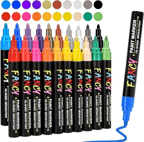 Acrylstifte für Wasserfest, 20 Farben 3mm Bemalen Permanent Marker Stifte Acrylstifte für Leinwand Marker Stifte für Keramik/Steine/DIY Fotoalbum/Papier/Glas
