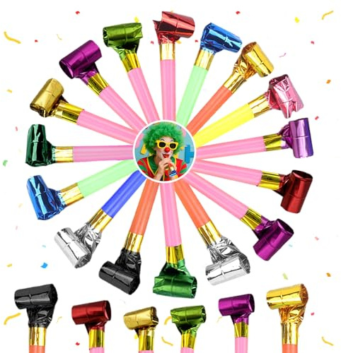 AMFUN 45 Stück Bunte Party Hörner, Jubel Partytröten, für Hochzeit Geburtstag Party Weihnachten Graduierung, Farbe zufällig