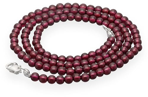 Lebensquelle Plus Edelstein Kugelkette + 925 Silber Verschluss | Ø 4mm Kugeln Karabinerverschluss 45cm lang | Hochwertige Kette