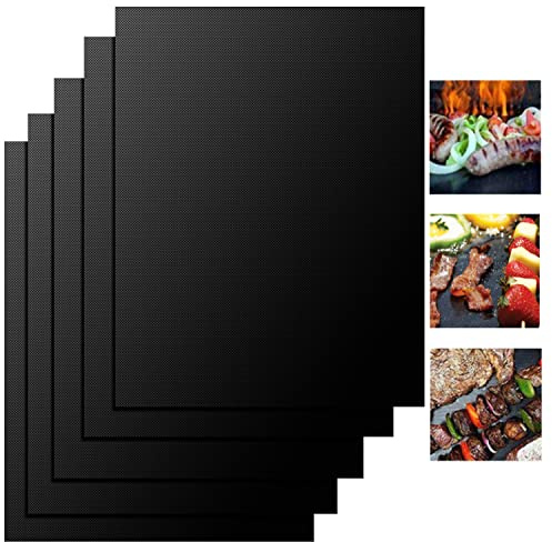 FIFlying BBQ Grillmatte, 5er-Set, 50 x 40 cm, Grillmatten, 100 antihaftbeschichtete, wiederverwendbare Grillmatten, Backmatten, PFOA-freie Grillmatte für Gasgrill, Holzkohle & Backofen