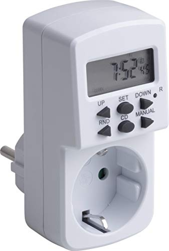 Meister Zeitschaltuhr digital, 1800 W – 10 konfigurierbare Programme | Sommer- und Winterzeit – Mit Countdown-Funktion und Zufallsgenerator – Timer für die Steckdose – Timer mit Zufallsschaltung