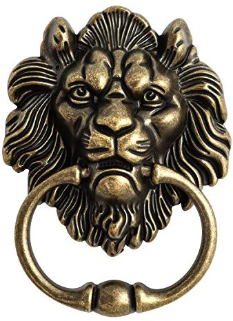 QWORK® Löwenkopf Türklopfer mit Schrauben, Antiker Bronze