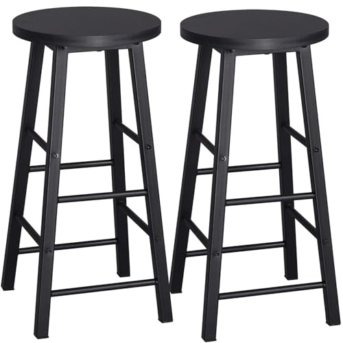 WOLTU Barhocker 2er Set mit Fußstütze, 71 cm Hohe Barstuhl aus Stabilem Metallgestell, Einfache Montage - für Küche, Bartheke und Esszimmer - Schwarz