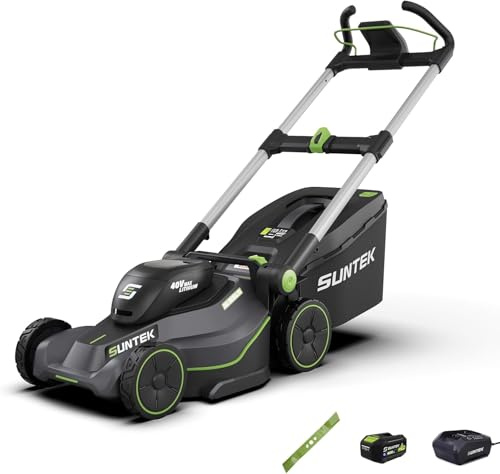 SUNTEK 40V 43cm Akku-Rasenmäher, Digi-Brushless Handrasenmäher, 4,0Ah Lithium-Ionen-Akku und Schnellladegerät enthalten, APP-kompatibel, SLM4417-Upgraded