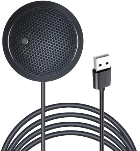 Fyvadio USB Mikrofon, Desktop PC Mikrofon, USB Konferenzmikrofon mit Stummschalttaste, Plug & Play 360° omnidirektionale Kondensator Laptop Mic, für Online-Anrufe/Klassentreffen (kein Lautsprecher)
