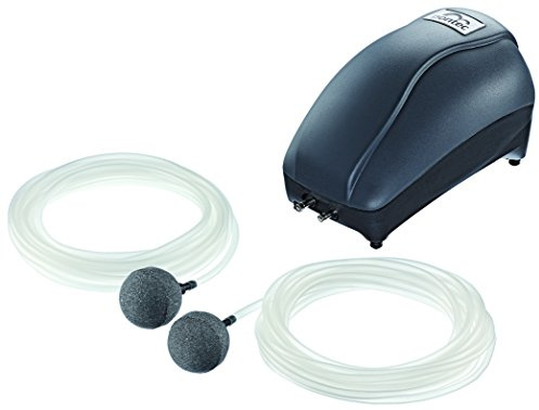 Pontec PondoAir Set 450 – Komplettes Teichbelüfter Set für Teiche bis 4.000 L – Leise Sauerstoffpumpe für Teich - Membranpumpe mit 2 Ausströmern, 2 x 5 m Schlauch, Ersatzmembranen – Schwarz