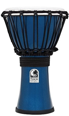 TOCA TFCDJ-7MB 7-Inch Freestyle Colorsound Djembe - Metallic Blue | Anti Rutsch Sockel, Synthetik Kessel, wasserabweisendes Fell