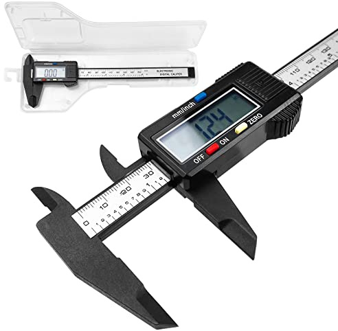 Fousenuk Messschieber, Schieblehre Präzision 150 mm/6" Caliper Digital Kohlefaser mit Klarem Lcd und Backup Batterie, Meßschieber für Außendurchmesser, Innendurchmesser und Tiefe zu Messen