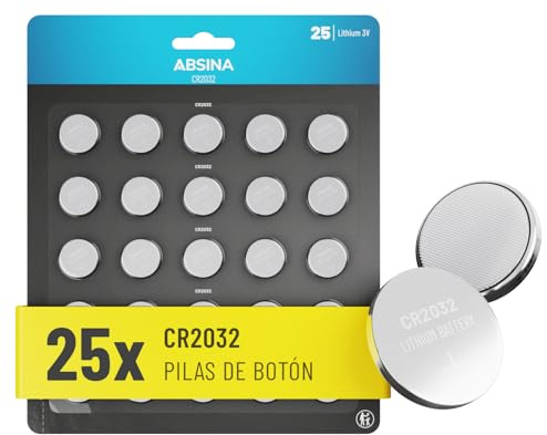 ABSINA Knopfzellen CR2032 3V 25er Pack - Batterien CR2032 auslaufsicher & mit Langer Haltbarkeit - CR 2032 Lithium Batterien für Autoschlüssen und vieles mehr