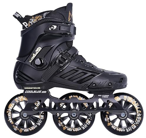 Rollschuhe Für Herren Und Damen, 3 Räder 110mm Inlineskates Für Erwachsene Professionelle Inline Skates Unisex, Speed-Renn-Skates, Herausnehmbarem Futter Für Fitness Und Outdoor-Skating(41,Black)