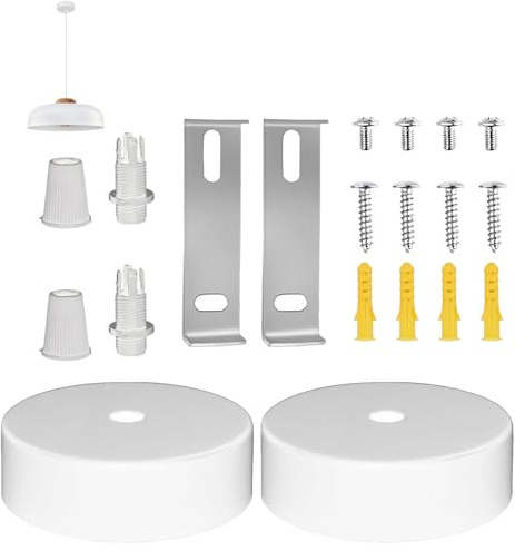 DAAIZIII 2 Stück Baldachin Metall Weiss, Lampenabdeckung, Deckenbaldachin, Wohnzimmer, Flur, Küchenleuchter