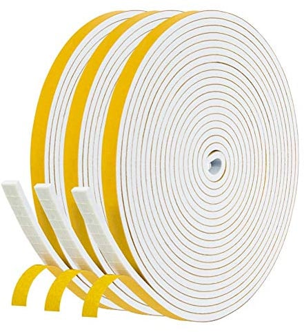 Dichtband Selbstklebend Gummidichtung 6mm x 3mm, NAVK 15m Dichtungsband für Tür Fenster Bad Dusche, Anti Kälte-Wind Lärm und Kollision -Weiß (5m x 3 Rollen)