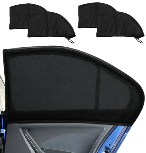4 Stück Fliegengitter Autofenster, Autofenster Moskitonetze, Seitenfenster Netze, Elastizitä Sonnenblende Auto Netz, Auto Netz Sonnenschutz, Fenster Schatten, für Van, SUV