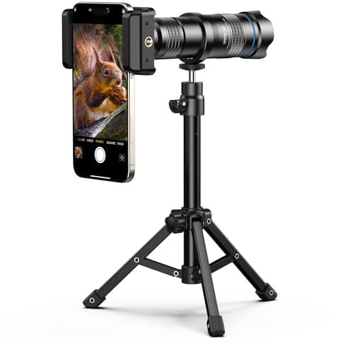 Evil Eye 28X HD Teleobjektiv, 4K HD-Vollfarb-Teleobjektiv für Reisen, Tierfotografie und Outdoor-Aktivitäten, Perfektes Smartphone-Stativ für iPhone, Samsung, Pixel, OnePlus und Huawei