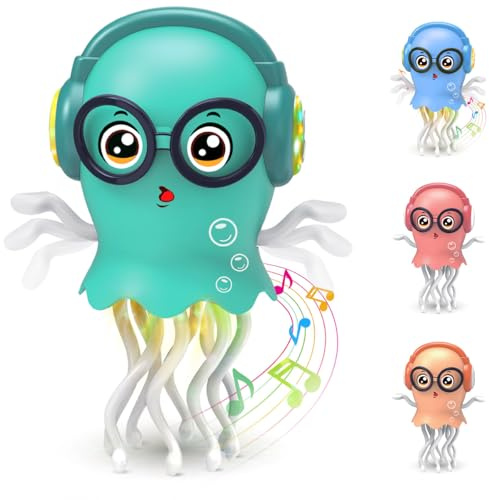 Zonopy Tanzendes Quallen-Baby Spielzeug, Elektrisches Kriechendes Quallen-Spielzeug, Krabbelspielzeug mit Licht & Sound– Interaktives Tummy Time Toys für Junge Mädchen Geburtstagsgeschenk