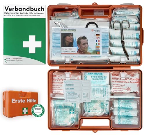 GROßER BETRIEBS VERBANDSKASTEN Erste Hilfe Koffer DIN 13169 Verbandkasten orange 500369